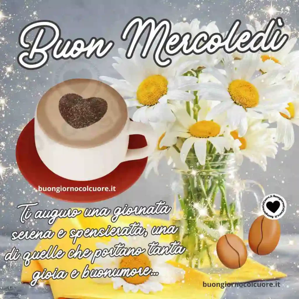 Buon Mercoledì con un caffè e delle margherite