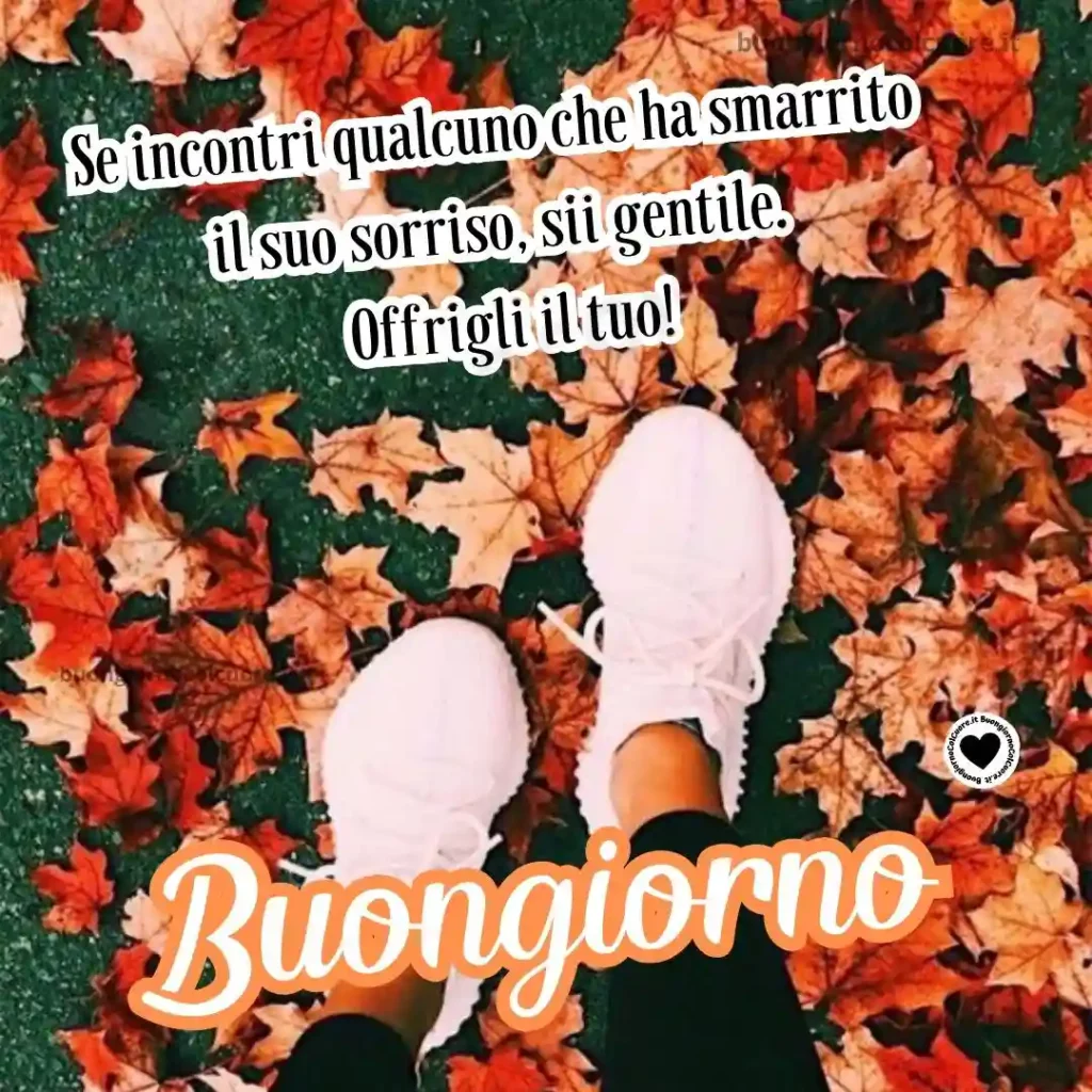 Se incontri qualcuno che ha smarrito il suo sorriso, sii gentile! Offrigli il tuo! Buongiorno!