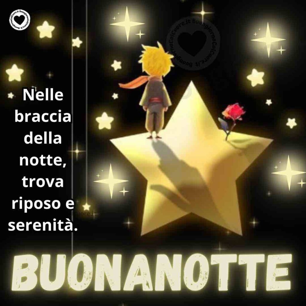 nelle braccia della notte trova la tua serenità buonanotte